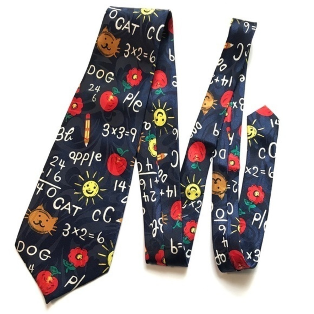 Teacher Necktie Navy Early Education by Renaissance Handmade.‎
